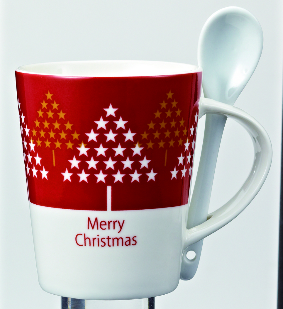 クリスマス スプーン付マグカップ 販促品 ノベルティグッズ制作 名入れなら 販促品プラザ